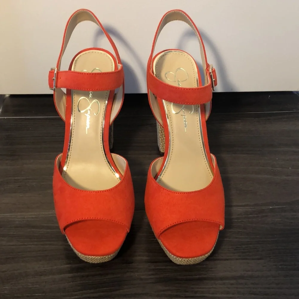 NBW Jessica Simpson Priella Tangerine and Natural Platform Sandal - Picture 2 of 11